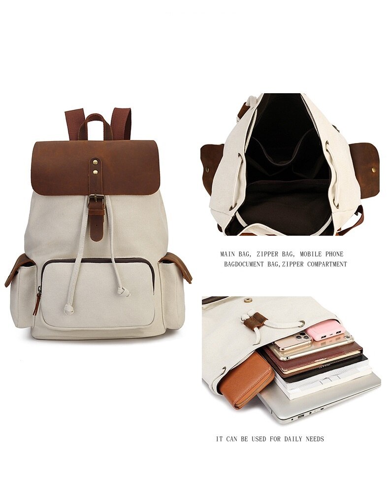 Sac à dos scolaire en toile imperméable pour ordinateur portable